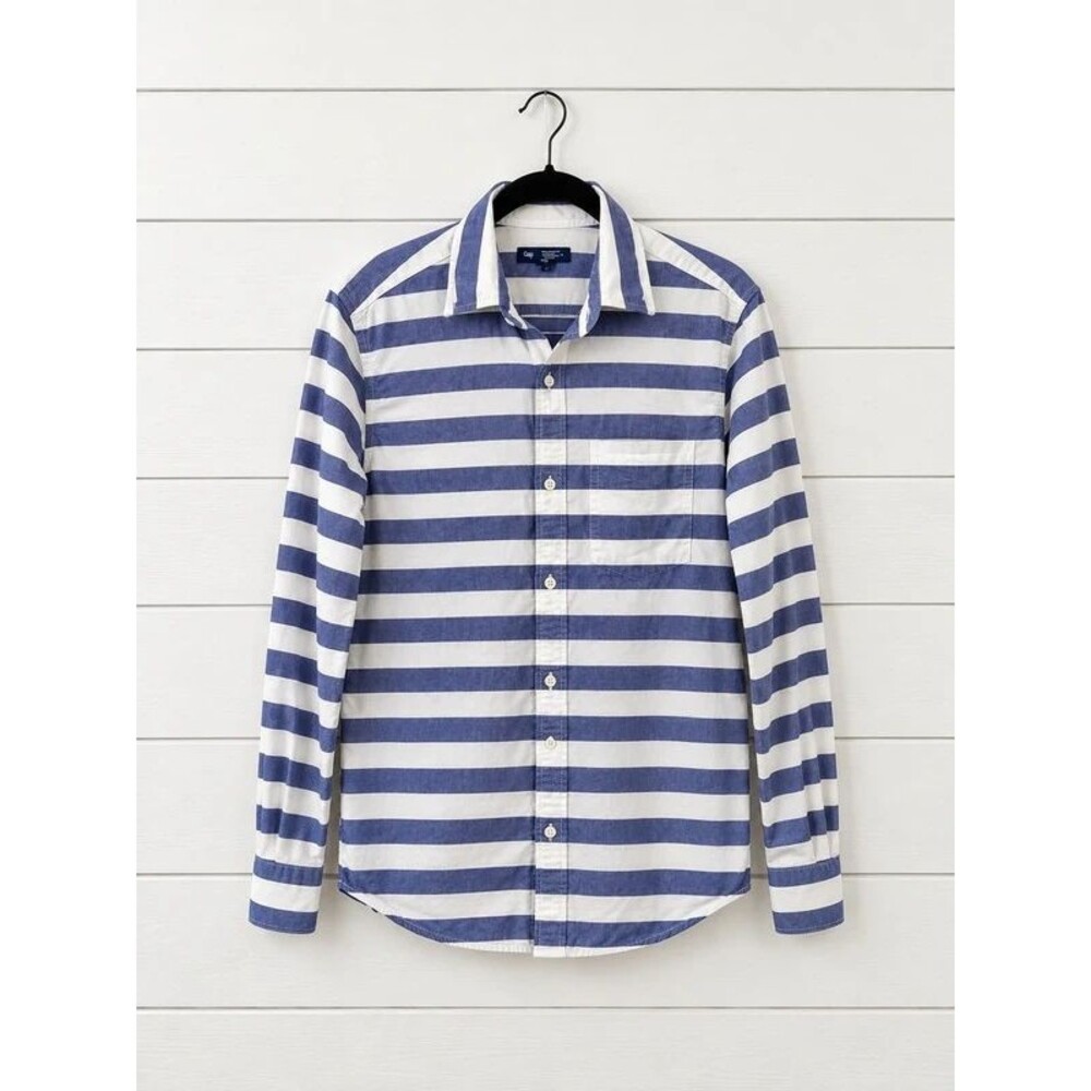Medium Gap Blue & White Striped Button-Down Shirt